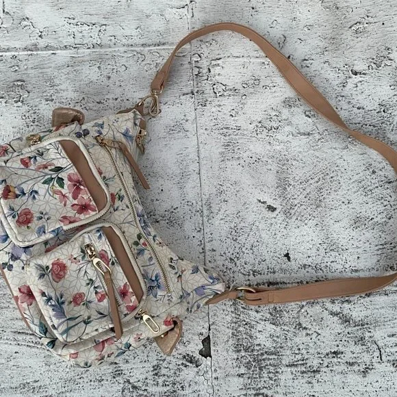 Women Shoulder Bag Multi Color Floral Print Faux Leather Bag - Picture 2 of 10